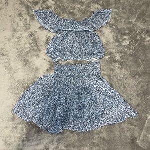 Popie’s Bordeaux- Titine skirt Smoked ruffled set / size XXS / French Boutique